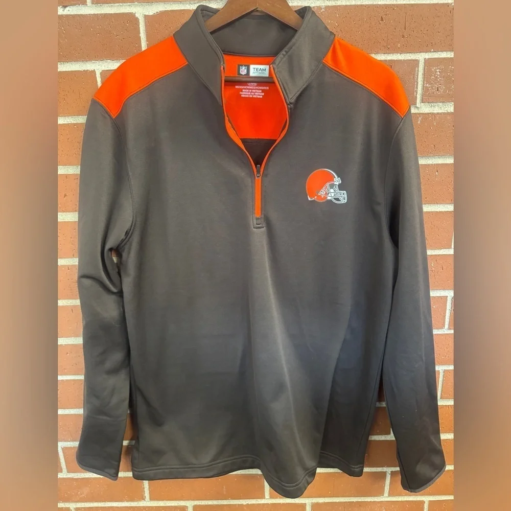 Cleveland Browns Quarter Zip Pullover Men’s Large NFL Team Apparel Fleece
